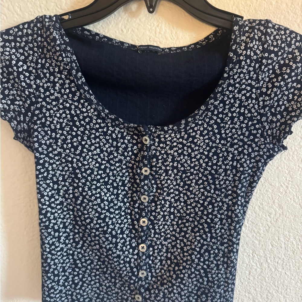 Floral Navy Blue Women's Top - Brandy Melville